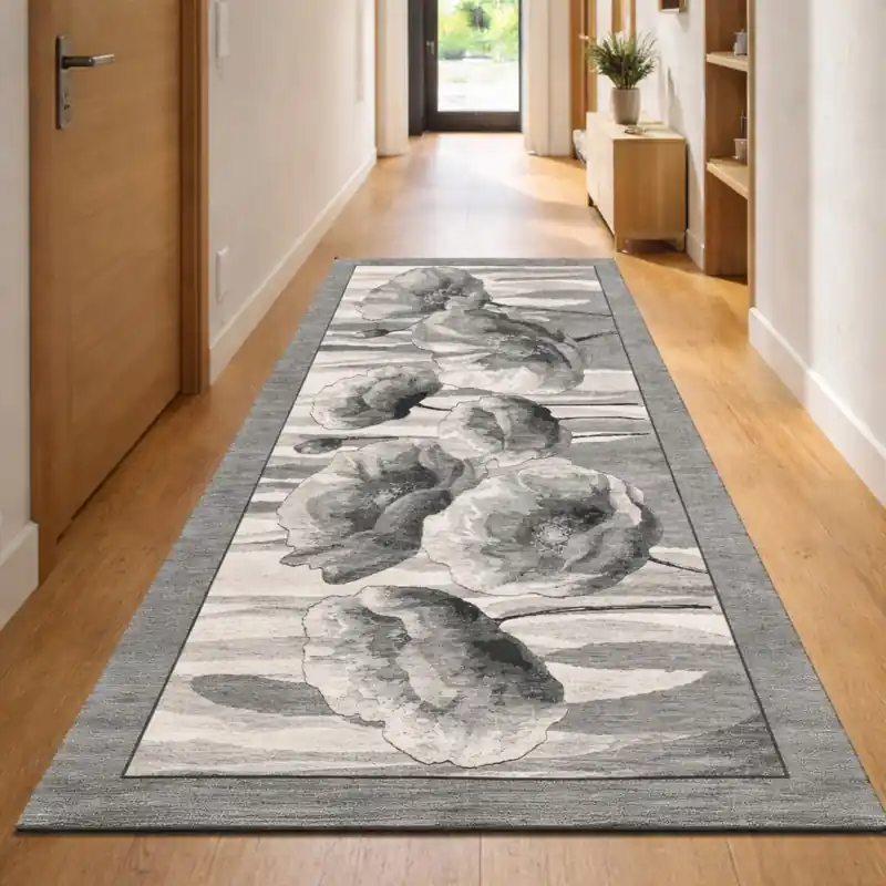 HOLLAND - Tappeto Passatoia Corsia - Lavabile ed Antiscivolo - Ciniglia Jacquard - Grigio