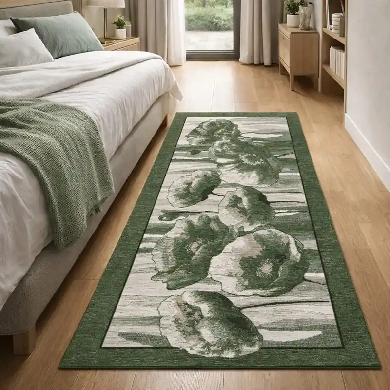 HOLLAND - Tappeto Passatoia Corsia - Lavabile ed Antiscivolo - Ciniglia Jacquard - Verde