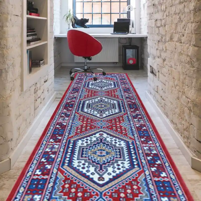 REGAL SHIRAZ - Tappeto Passatoia Corsia Classico Geometrico Stile Persiano 2065 Rosso
