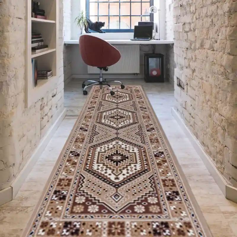 REGAL SHIRAZ - Tappeto Passatoia Corsia Classico Geometrico Stile Persiano 2065 Beige