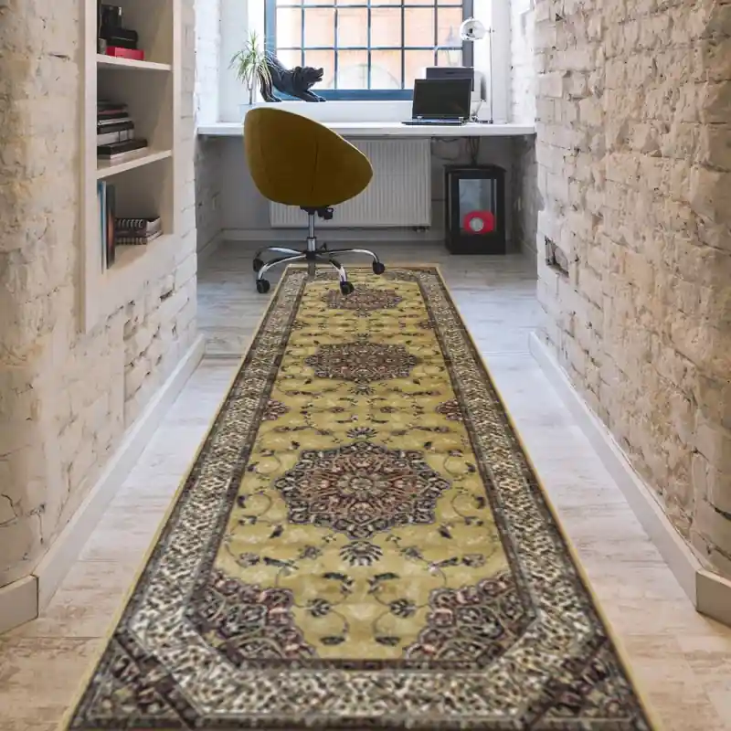 ZAFFIRO - Tappeto Classico Passatoia Corsia Persiano Elegante Effetto Seta - 317 Oro