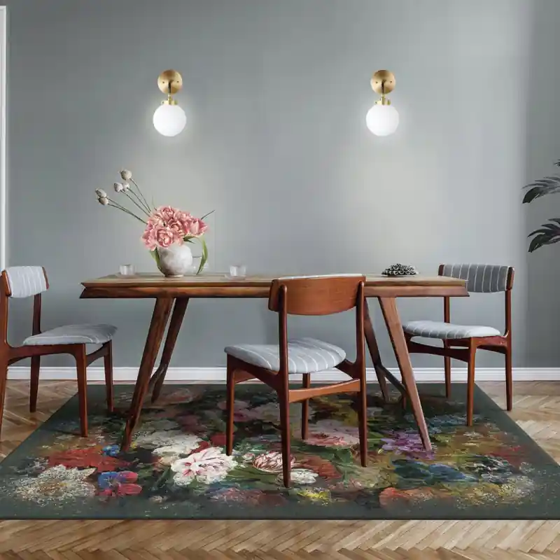 Tappeto Passatoia Salotto Camera Lavabile Antiscivolo Classico Fiori Peonie Grigio - BOSSCHAERT FUME