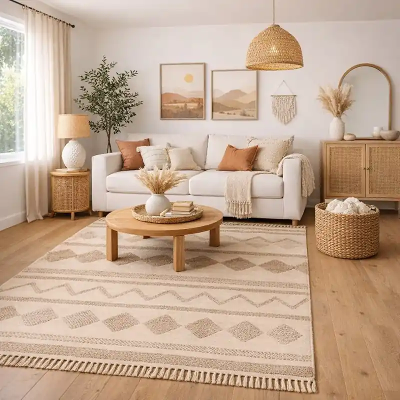 TIFINAGH - Tappeto Classico Tradizionale Berbero 100% Cotone - Naturale