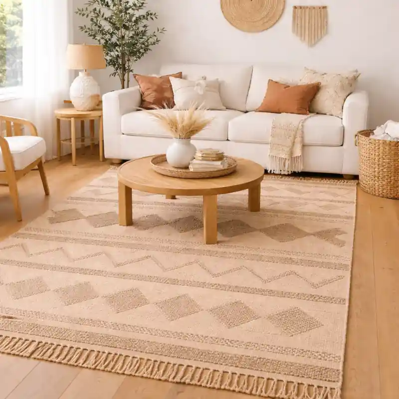 TIFINAGH - Tappeto Classico Tradizionale Berbero 100% Cotone - Beige