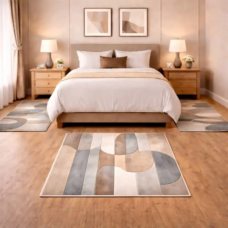 FUSION - Tappeto Parure Scendiletto Moderno Sfumato Geometrico Melange - 8231 Grigio Beige