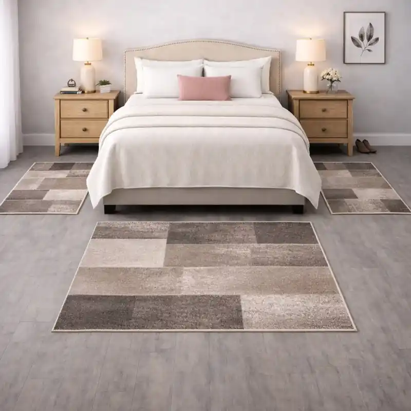 FUSION - Tappeto Parure Scendiletto Moderno Sfumato Geometrico Melange - 87071 Beige