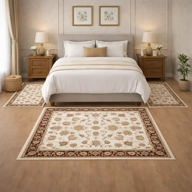 CLASSIC TOUCH - Tappeto Parure Scendiletto Classico Stile Persiano Beige Rosso - 9597