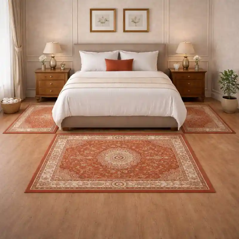 CLASSIC TOUCH - Tappeto Parure Scendiletto Classico Stile Persiano Rosa Beige - 9596