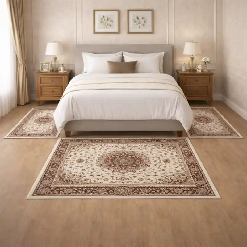 CLASSIC TOUCH - Tappeto Parure Scendiletto Classico Stile Persiano Beige Rosso - 9596