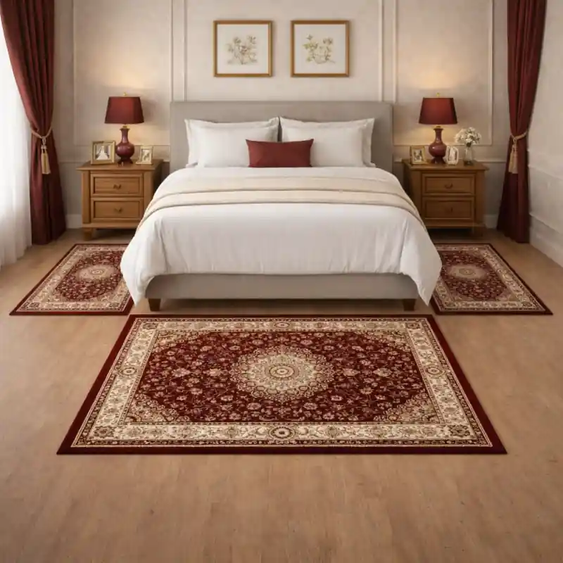 CLASSIC TOUCH - Tappeto Parure Scendiletto Classico Stile Persiano Rosso Beige - 9596
