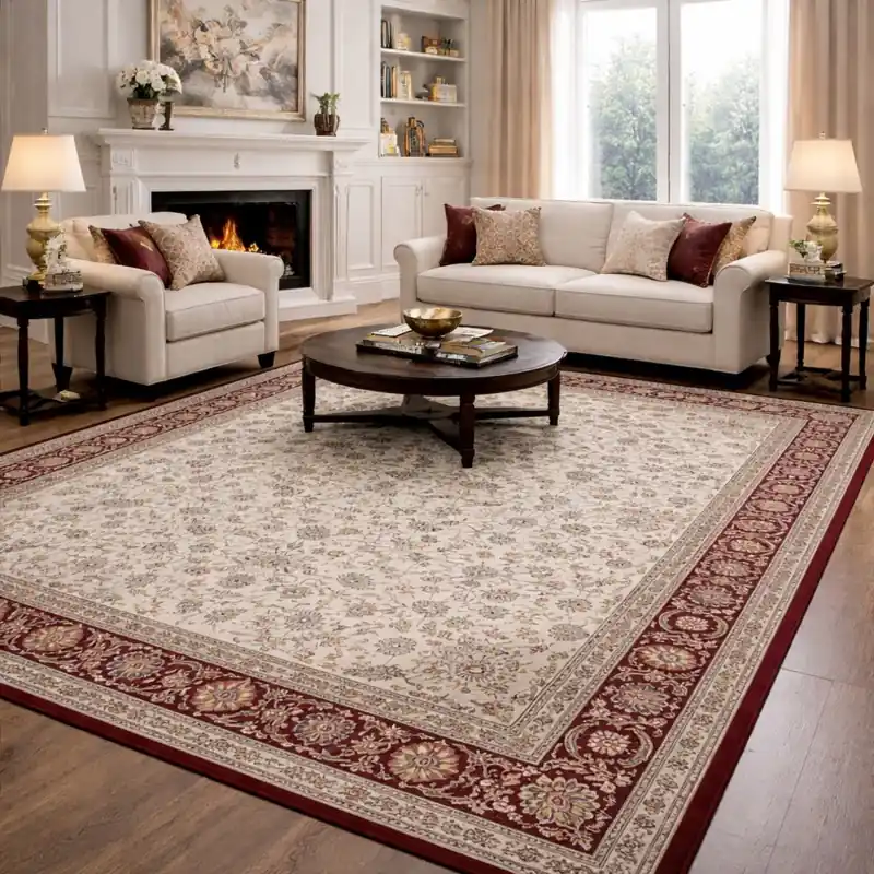 LEONARDO - Tappeto Pregiato Classico Orientale Greche Fiori Beige Rosso 57221-6414