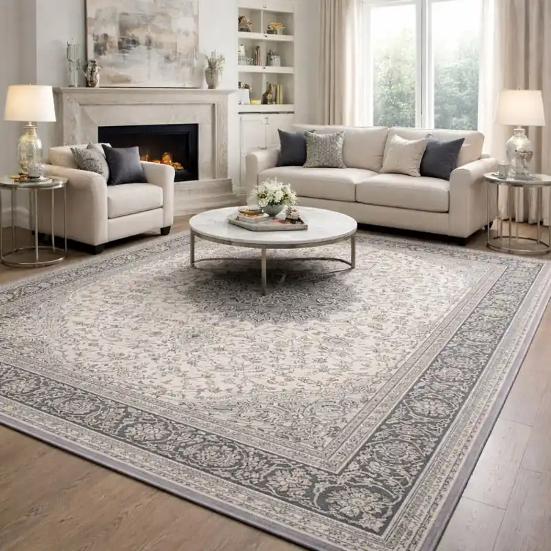 LEONARDO - Tappeto Pregiato Classico Orientale Greche Fiori Grigio 57178-6656