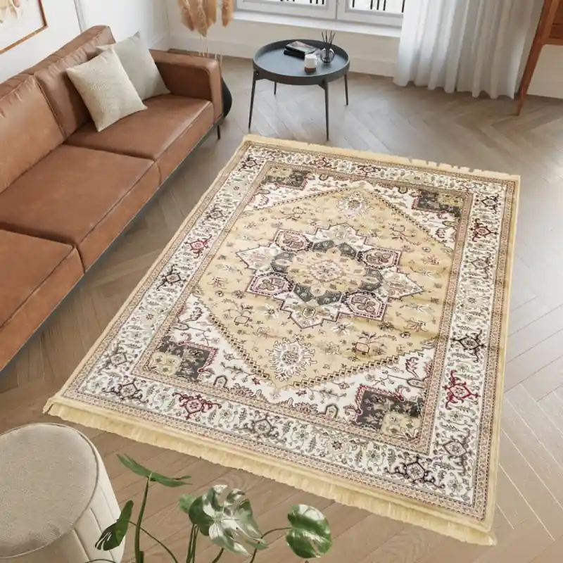 ZAFFIRO - Tappeto Classico Persiano Elegante Effetto Seta - 304 Giallo Oro