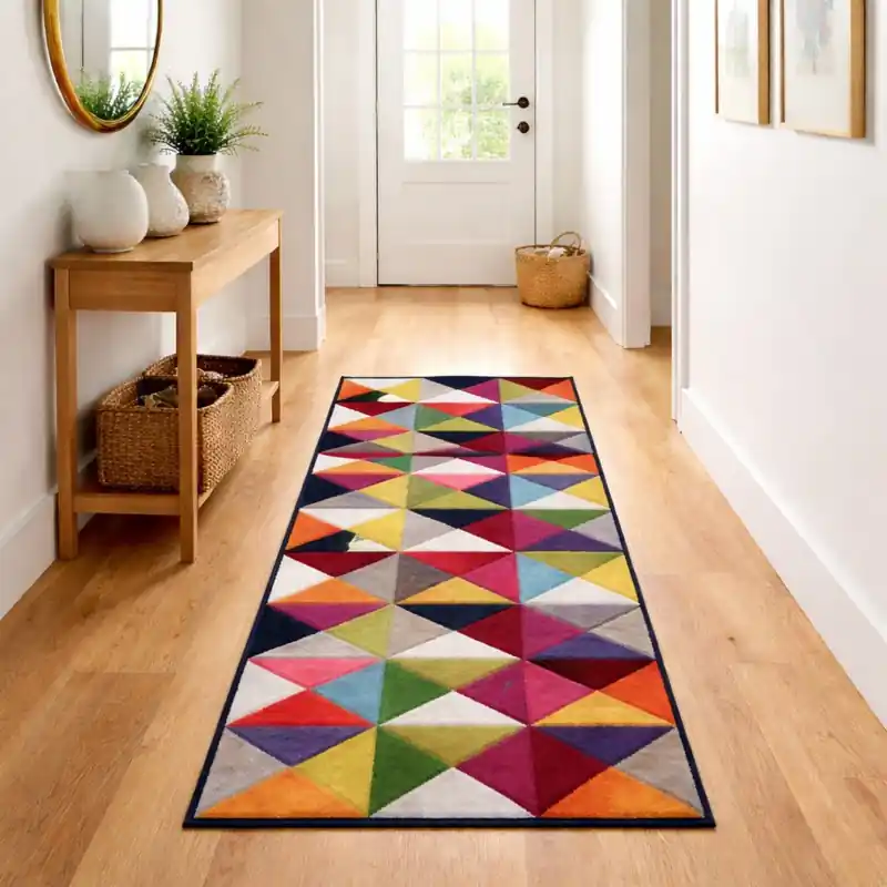 SIMMETRICAL - Tappeto Passatoia Corsia Moderno Scolpito Intarsiato a Mano - Stile Geometrico - Colori accesi - 953