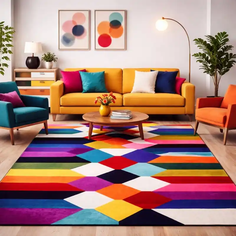SIMMETRICAL - Tappeto Moderno Scolpito Intarsiato a Mano - Stile Geometrico - Colori accesi - 3151