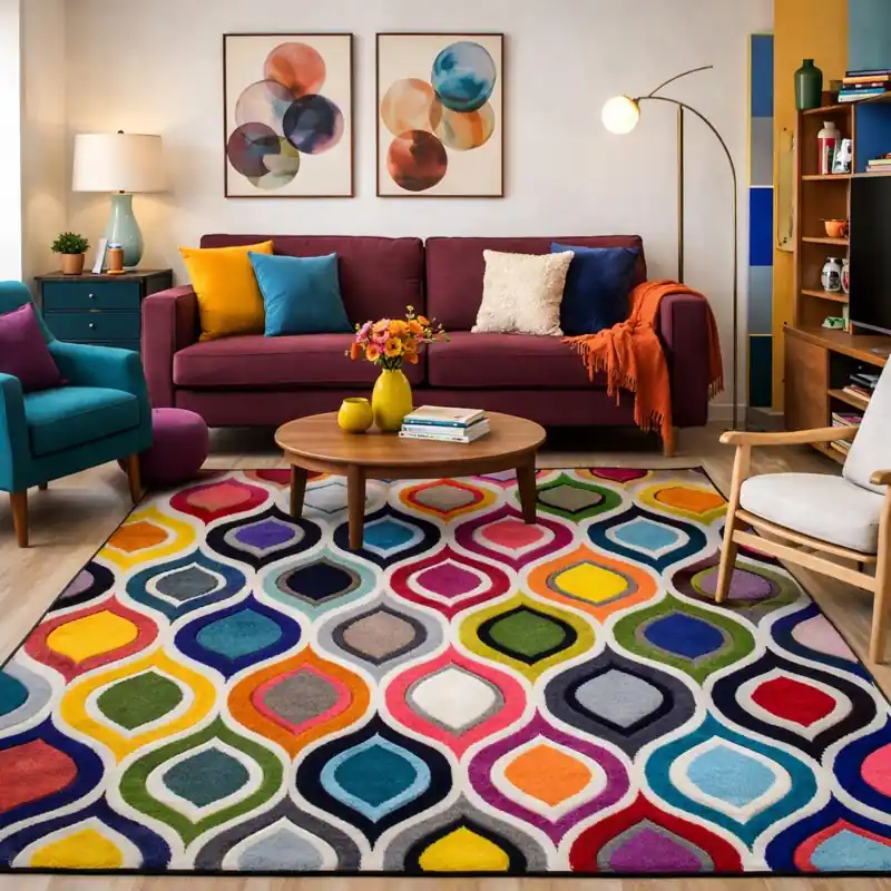 SIMMETRICAL - Tappeto Moderno Scolpito Intarsiato a Mano - Stile Geometrico - Colori accesi - 2433