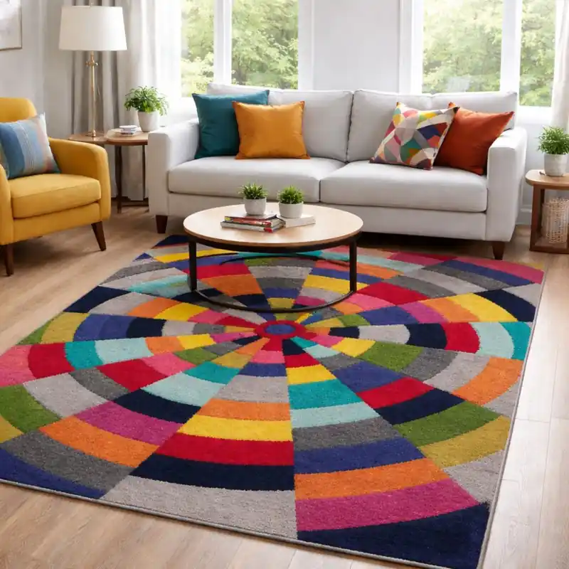 SIMMETRICAL - Tappeto Moderno Scolpito Intarsiato a Mano - Stile Geometrico - Colori accesi - 1584