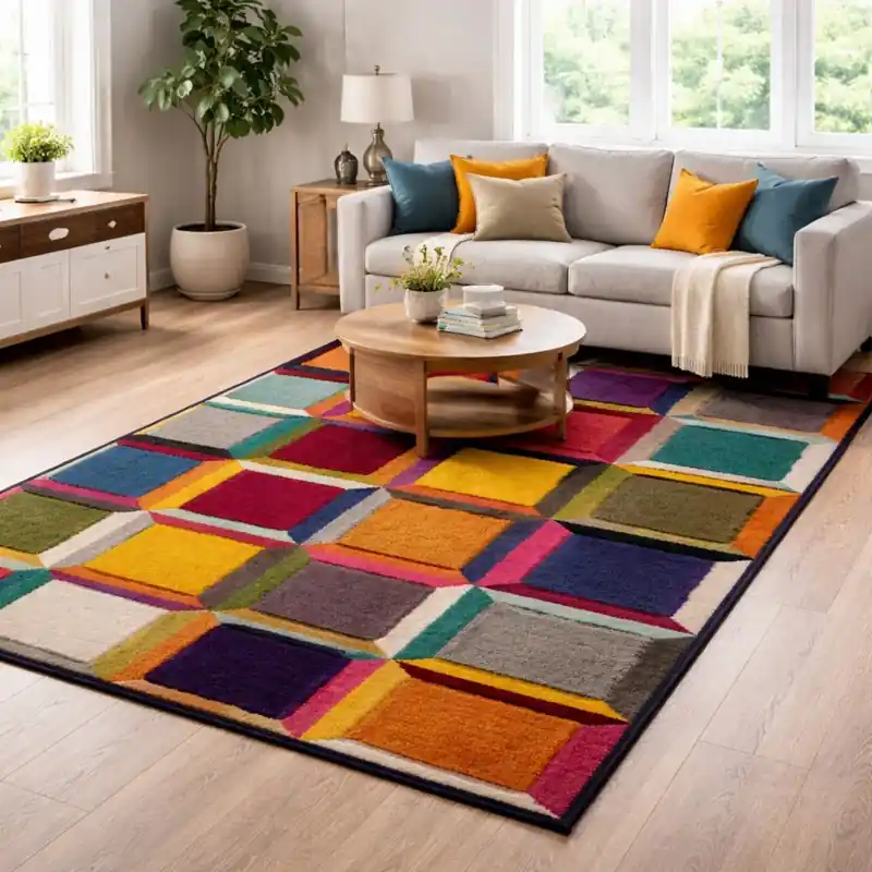 SIMMETRICAL - Tappeto Moderno Scolpito Intarsiato a Mano - Stile Geometrico - Colori accesi - 952