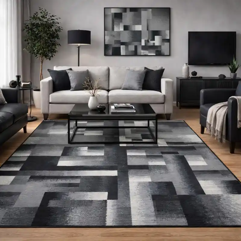 COLORS - Tappeto Moderno Elegante Geometrico Nero Antracite - 4256 Grigio