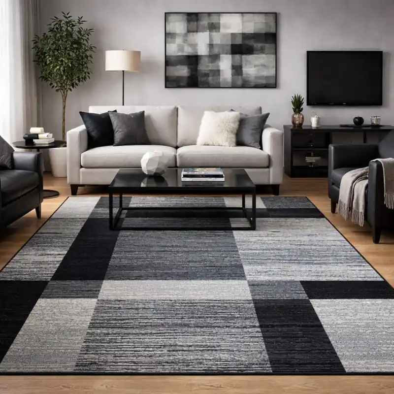 COLORS - Tappeto Moderno Elegante Geometrico Antracite Nero - 4626 Grigio