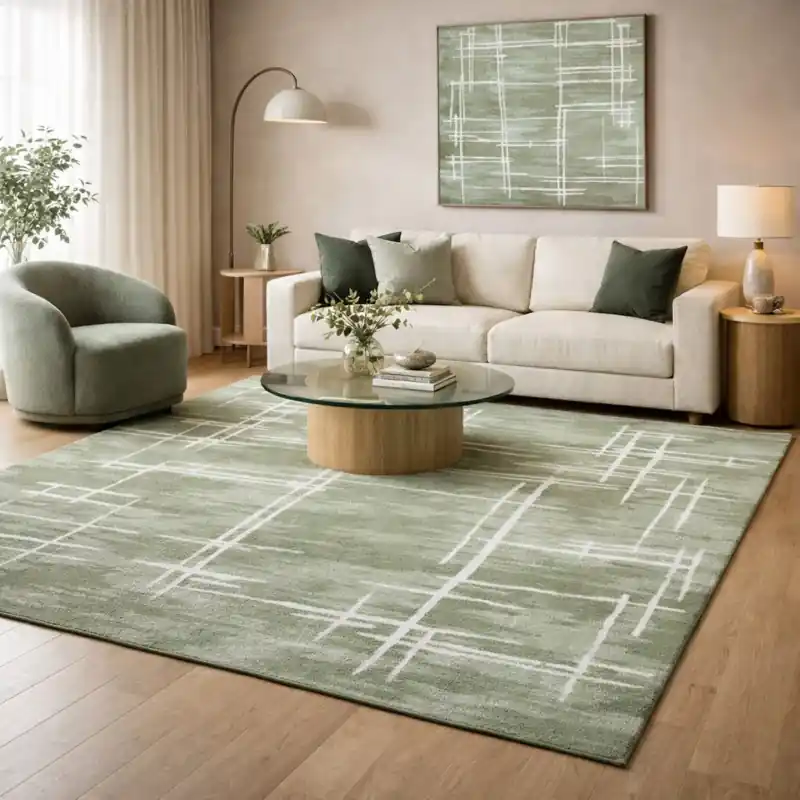 COLORS - Tappeto Moderno Elegante Geometrico Bianco Verdino - 7011 Verde