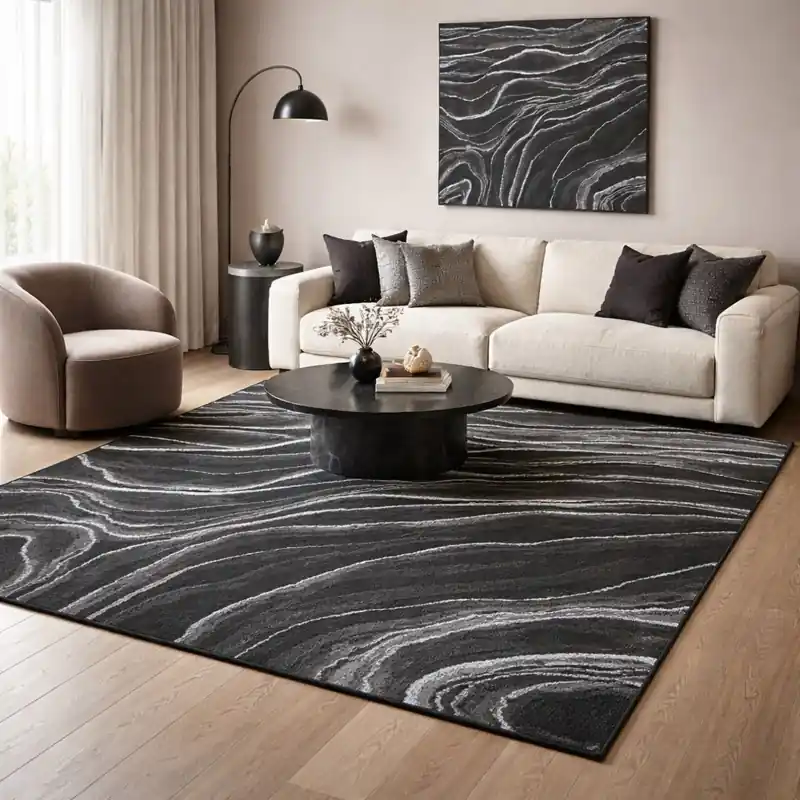 COLORS - Tappeto Moderno Elegante Effetto Marmorizzato Grigio Bianco Nero - 4902 Grigio