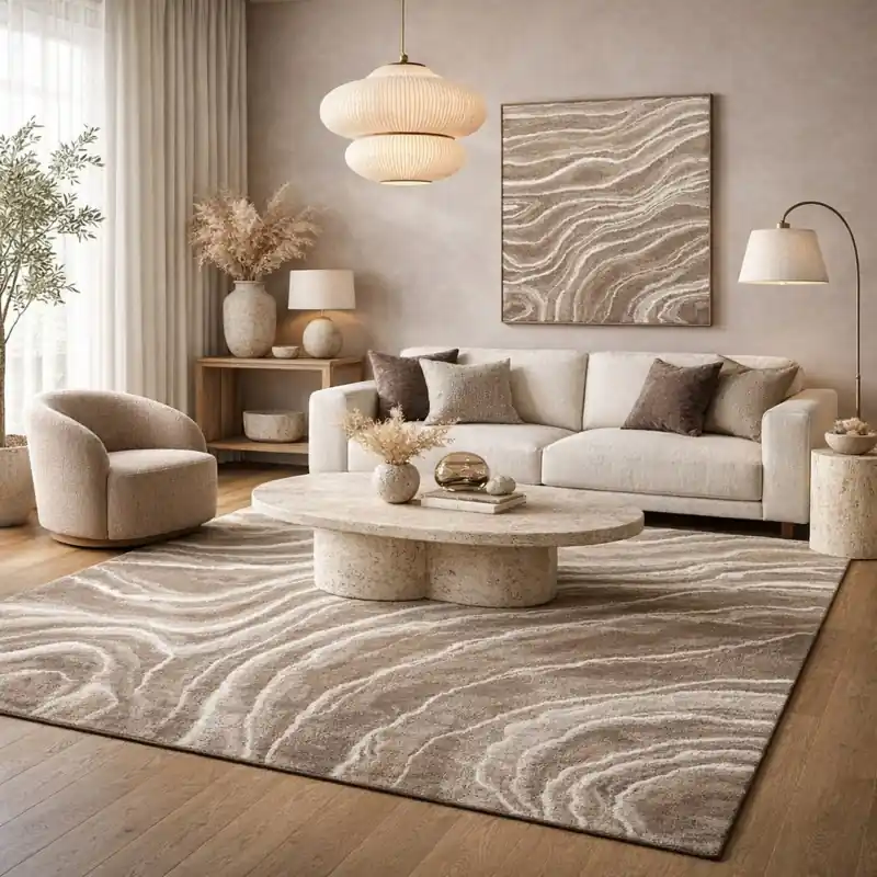 COLORS - Tappeto Moderno Elegante Effetto Marmorizzato Marrone Tortora - 4902 Cioccolato