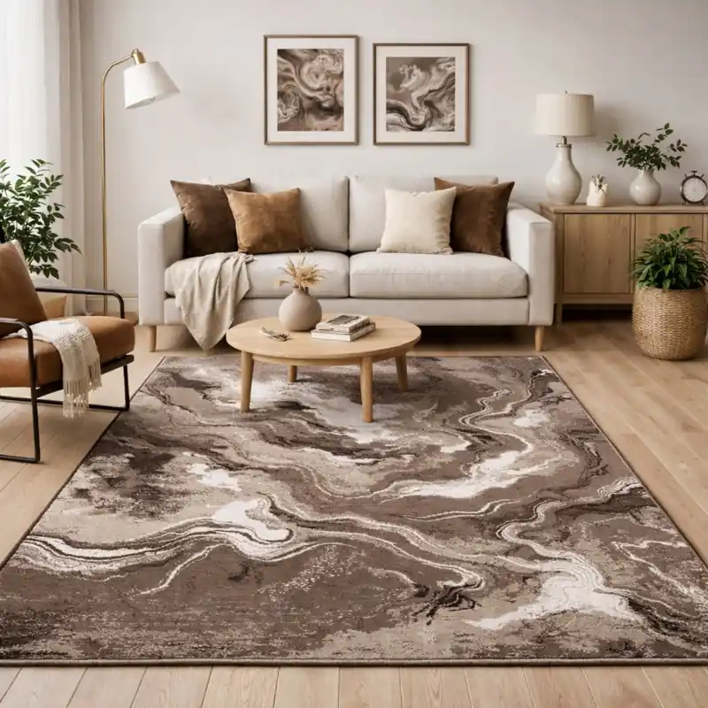 COLORS - Tappeto Moderno Elegante Sfumato Bianco Marrone Tortora - 4001 Cioccolato