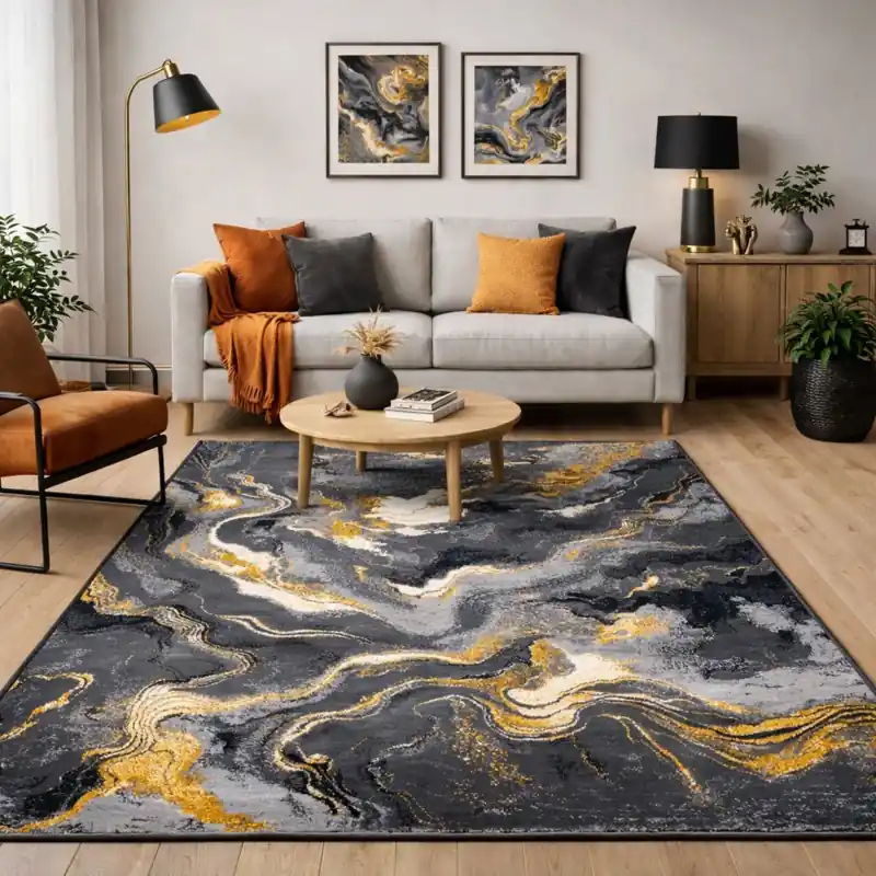 COLORS - Tappeto Moderno Elegante Sfumato Giallo Nero Tortora - 4001 Grigio Oro