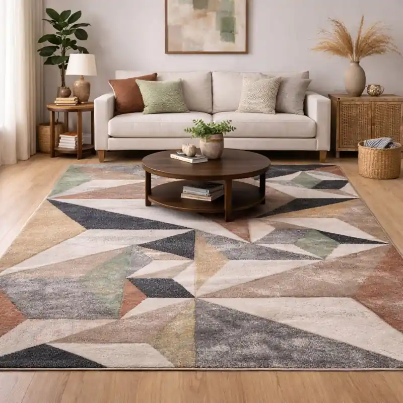 FUSION - Tappeto Moderno Sfumato Geometrico Melange - 8381 Grigio Beige