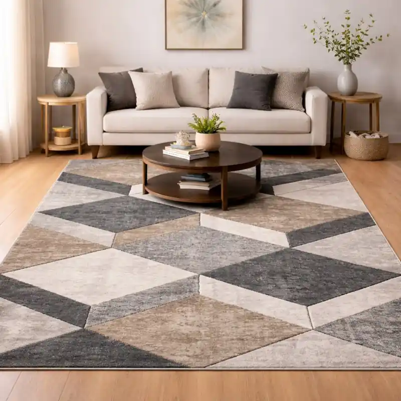 FUSION - Tappeto Moderno Sfumato Geometrico Melange - 8521 Grigio Beige