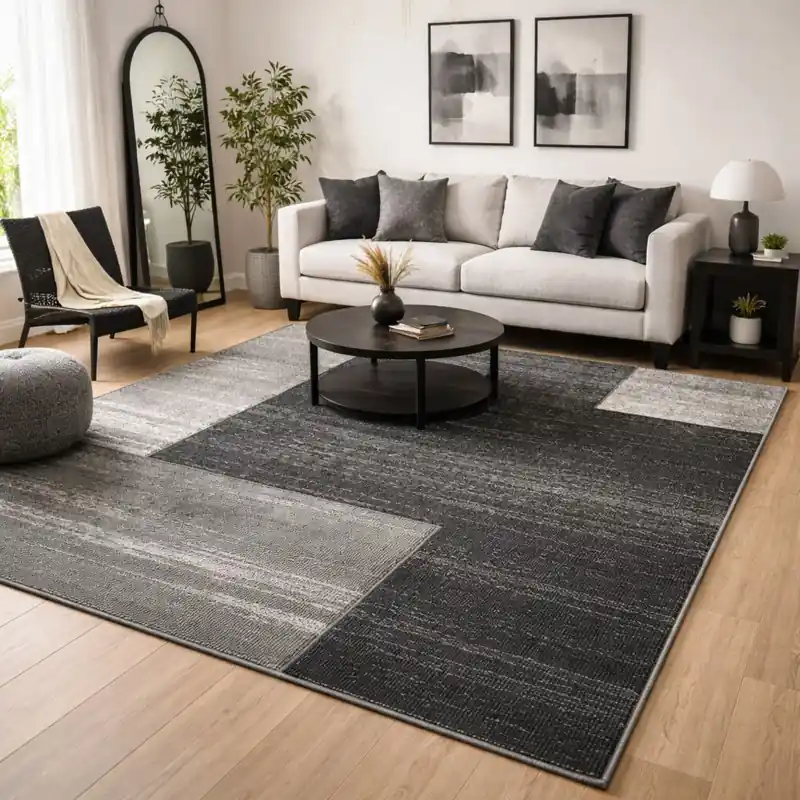 FUSION - Tappeto Moderno Sfumato Geometrico Melange - 57431 Grigio