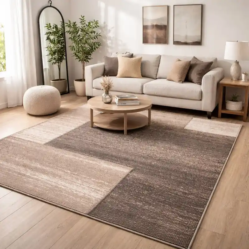 FUSION - Tappeto Moderno Sfumato Geometrico Melange - 57431 Beige