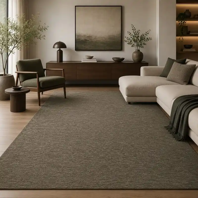 OLIMPO - Tappeto Classico Tinta Unita Sfumato Ciniglia Jacquard - Lavabile ed Antiscivolo - Tortora