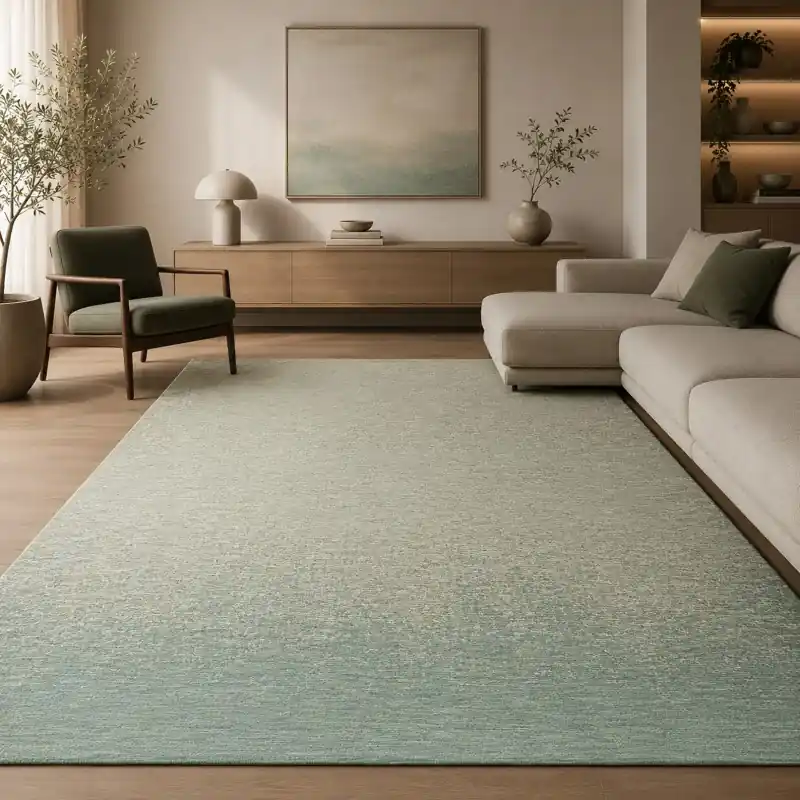 OLIMPO - Tappeto Classico Tinta Unita Sfumato Ciniglia Jacquard - Lavabile ed Antiscivolo - Acqua