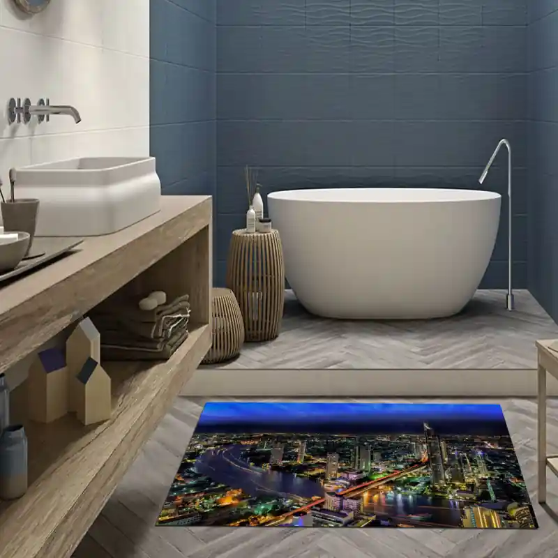 Tappeto Passatoia Salotto Cucina Bagno Lavabile Bangkok Thailandia Metropoli Luci Città - CI0010