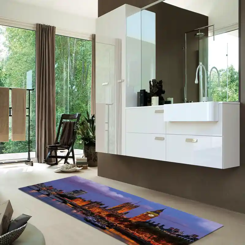 Tappeto Passatoia Salotto Cucina Bagno Lavabile Londra Inghilterra Big Ben Città - CI0003