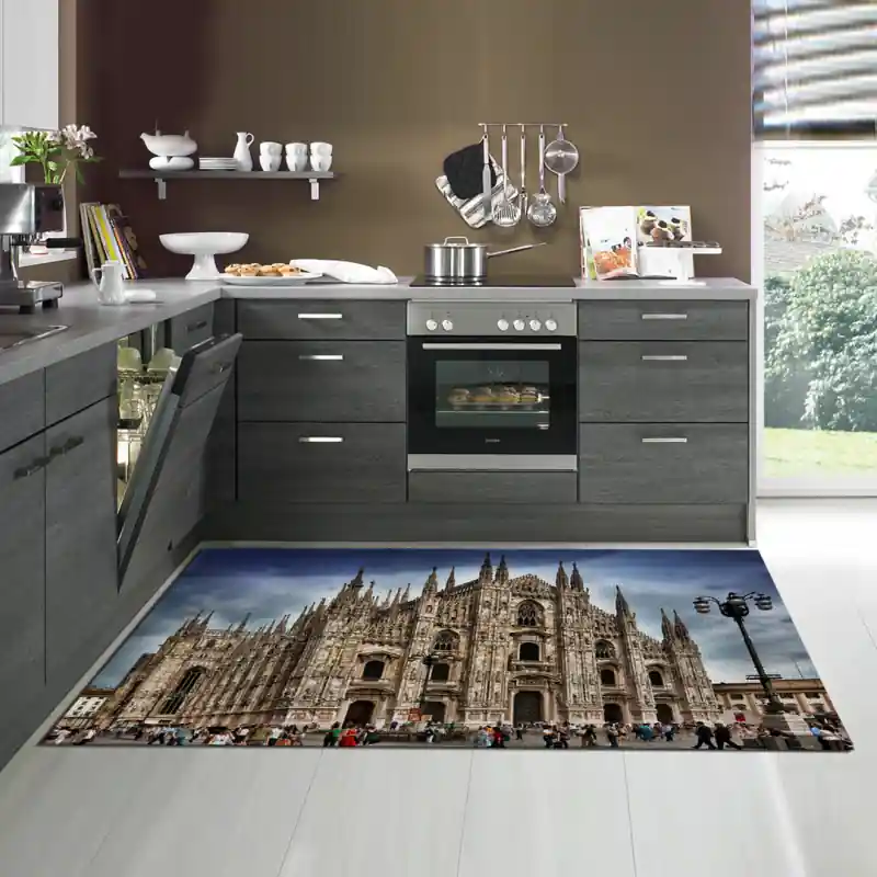 Tappeto Passatoia Salotto Cucina Bagno Lavabile Milano Italia Duomo Città- CI0002