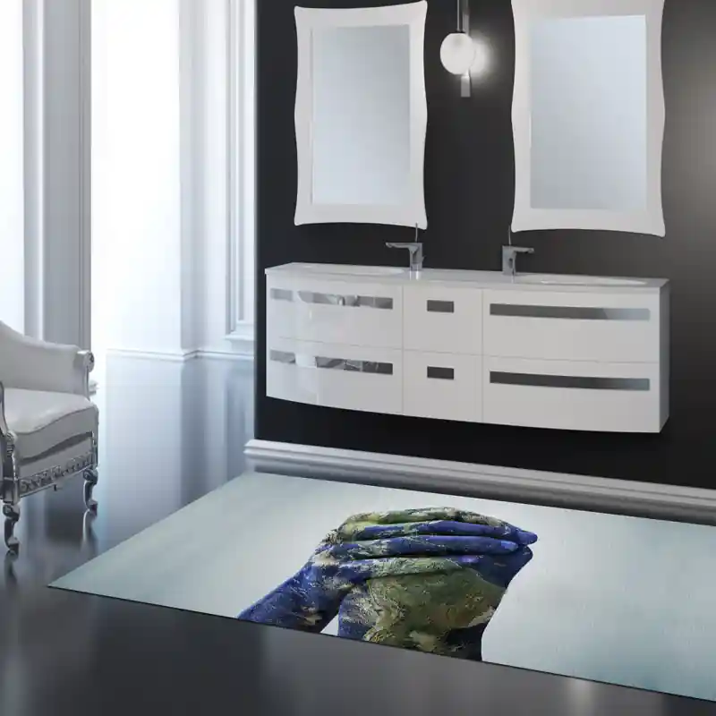 Tappeto Passatoia Salotto Cucina Bagno Lavabile Mondo Mani Equilibrio - CG0049