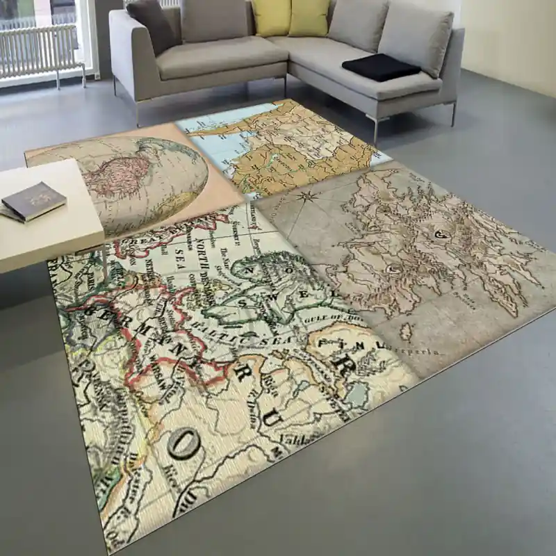 Tappeto Passatoia Salotto Cucina Bagno Lavabile Cartina Geografica Quadripartita - CG0047
