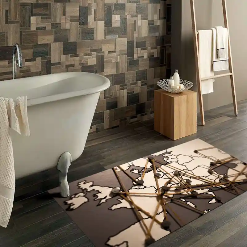 Tappeto Passatoia Salotto Cucina Bagno Lavabile Cartina Geografica Puntine Percorso Spago - CG0046