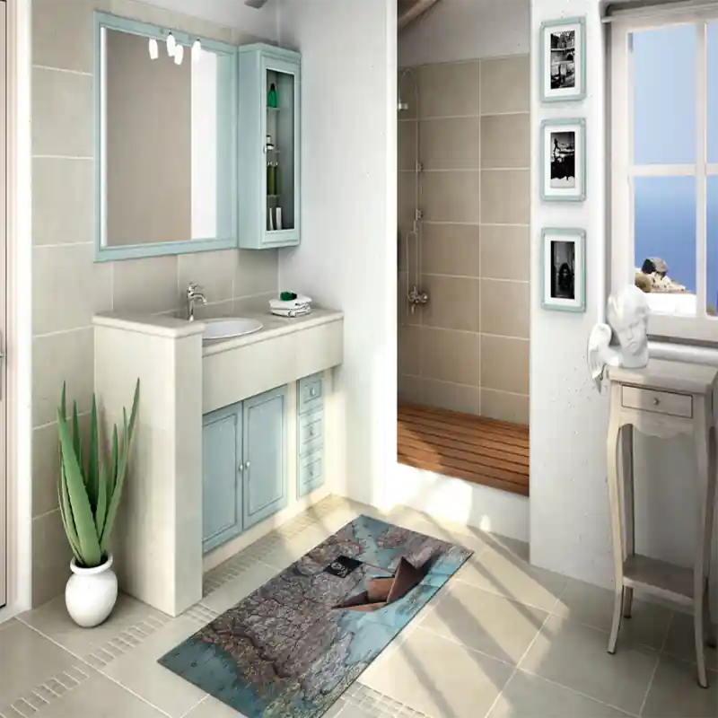 Tappeto Passatoia Salotto Cucina Bagno Lavabile Cartina Mondo Barchetta Carta Pirati - CG0041