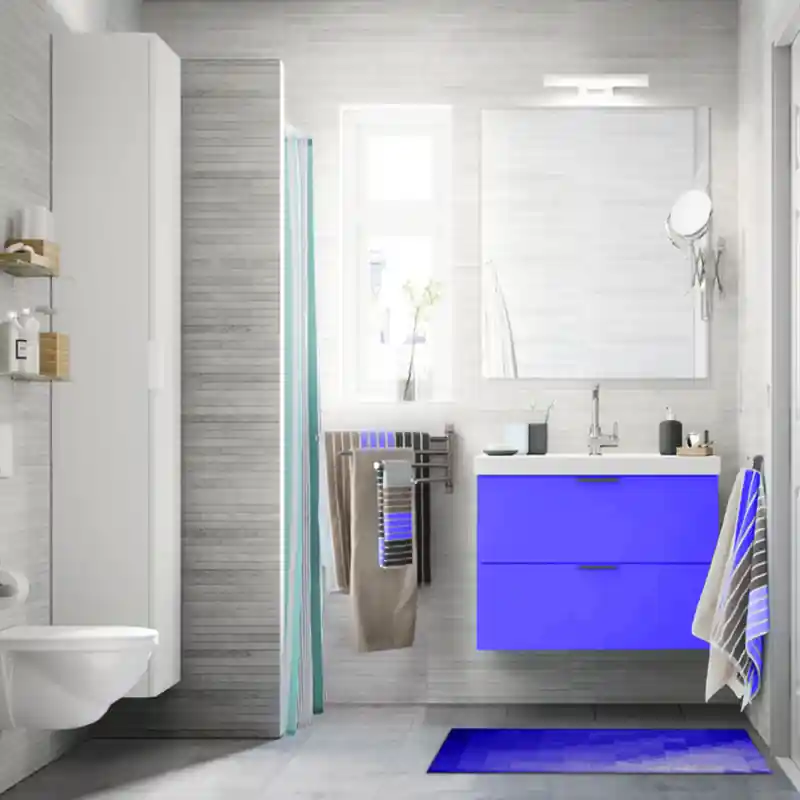Tappeto Salotto Cucina Bagno Lavabile Antiscivolo Moderno Geometrico Triangolo Blu - MOD5046