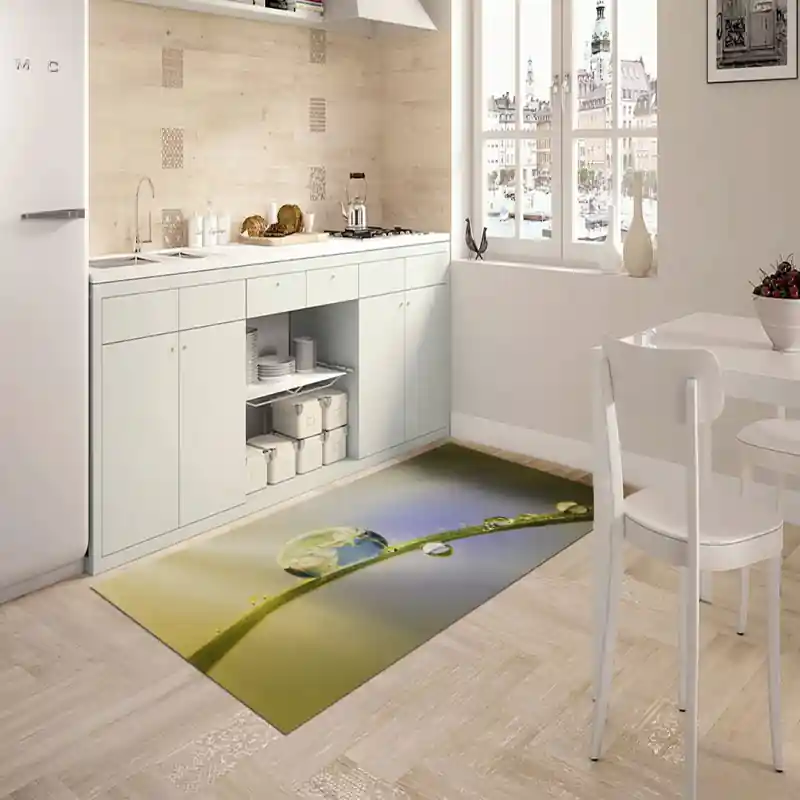 Tappeto Passatoia Salotto Cucina Bagno Lavabile Cartina Goccia Rugiada Natura - CG0036