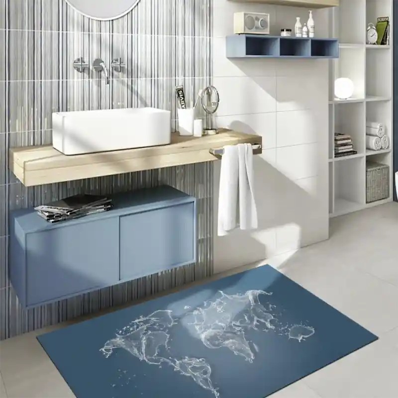 Tappeto Passatoia Salotto Cucina Bagno Lavabile Cartina Mondo Acqua Schizzo - CG0034