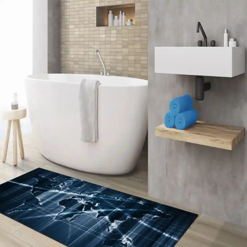 Tappeto Passatoia Salotto Cucina Bagno Lavabile Cartina Mondo Flash Notte Spia - CG0031