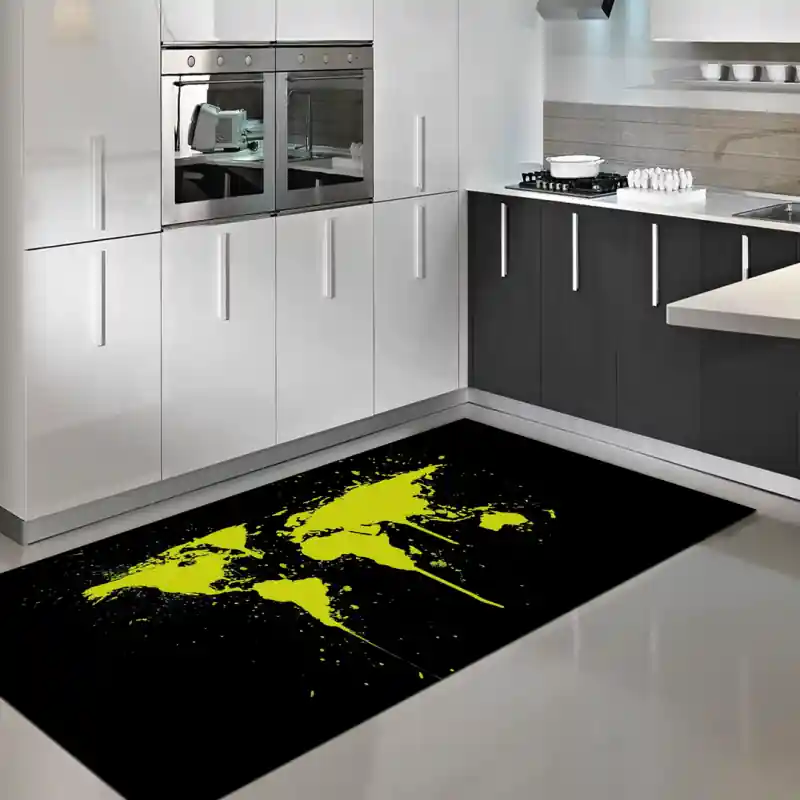 Tappeto Passatoia Salotto Cucina Bagno Lavabile Cartina Geografica Paint Street Art Fluo - CG0029