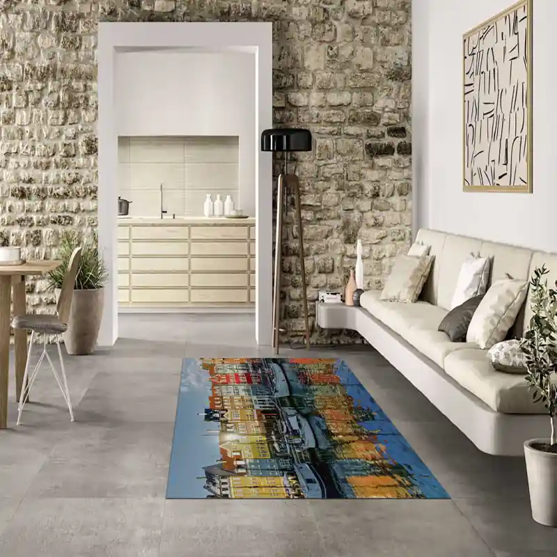 Tappeto Passatoia Salotto Cucina Bagno Lavabile Copenhagen Danimarca Case Colori Città - CI0052