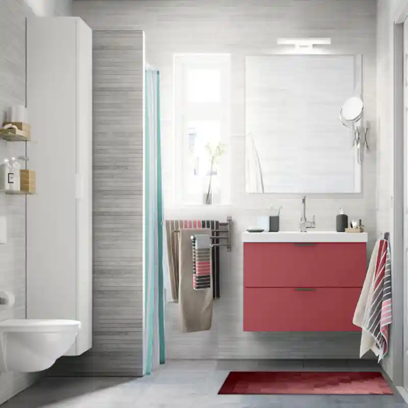 Tappeto Salotto Cucina Bagno Lavabile Antiscivolo Moderno Geometrico Triangolo Rosso - MOD5053
