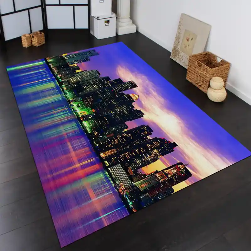Tappeto Passatoia Salotto Cucina Bagno Lavabile New York Grattacieli Metropoli Colori - CI0029